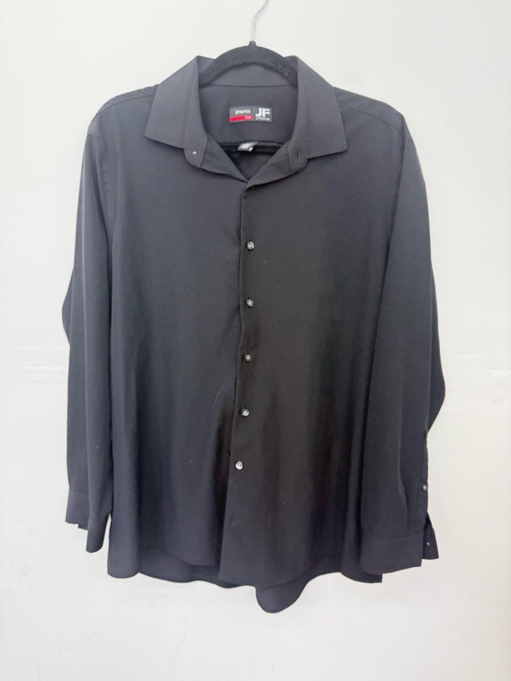 jf j.ferrar Men’s Black Long-Sleeve Button Down Dress Shirt K1